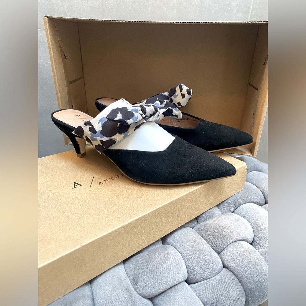 NIB Anthropologie Paloma Bow Kitten-heeled Mules